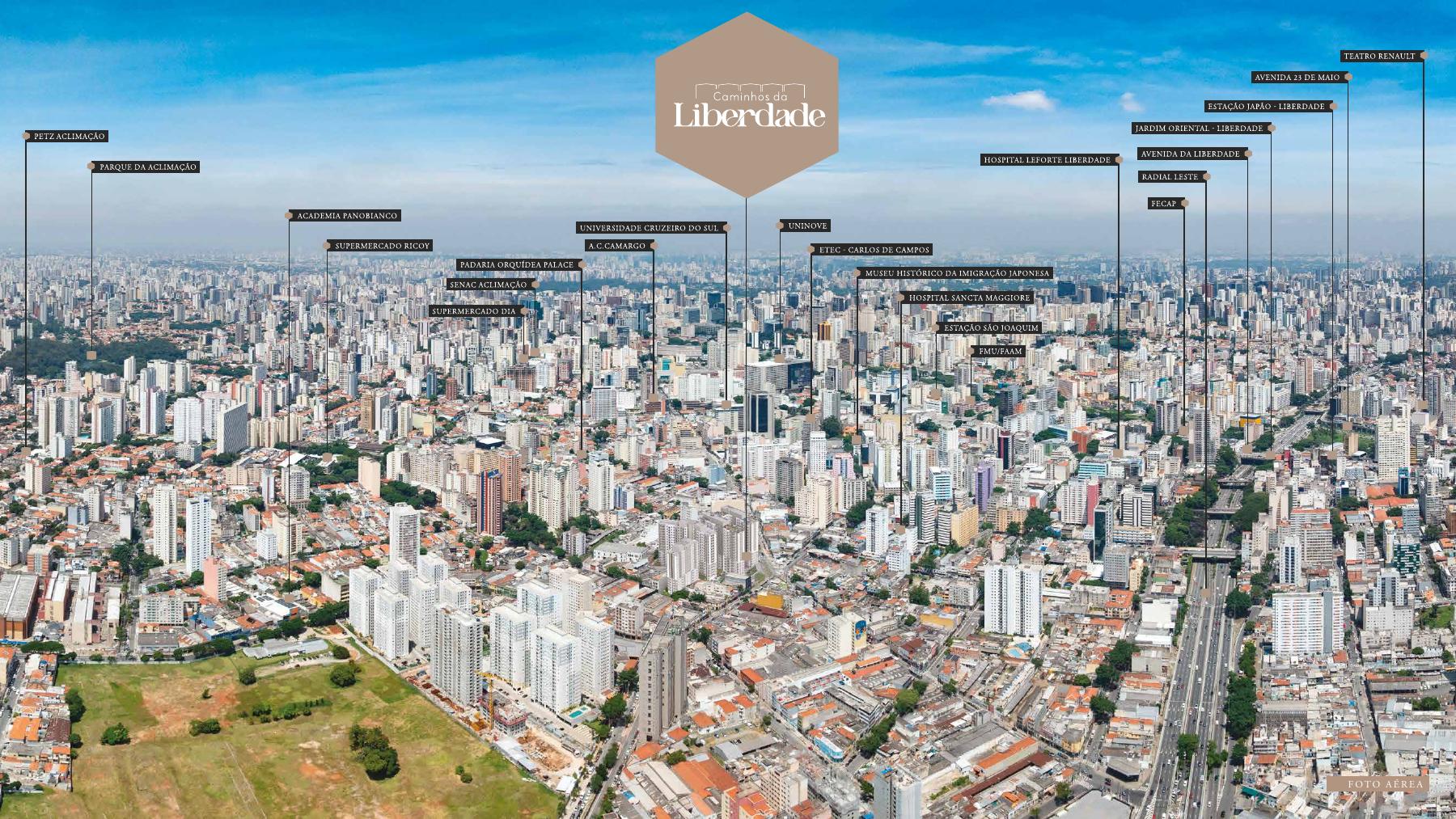 Mapa de localização do Caminhos da Liberdade